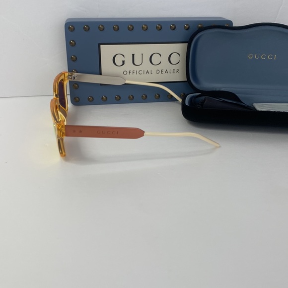 New  - Gucci - GG0975S Orange Crystal/Orange Rectangular unisex Sunglasses … - Picture 11 of 16
